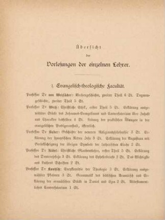 22-30, Übersicht der Vorlesungen der einzelnen Lehrer