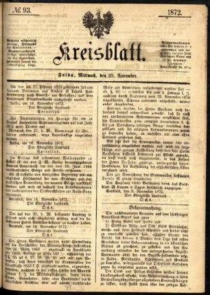 Ausgabe vom Mittwoch, den 20. November 1872.