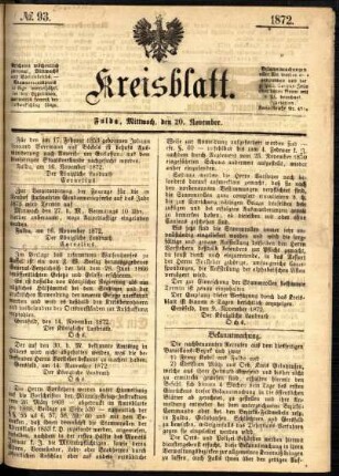 Ausgabe vom Mittwoch, den 20. November 1872.