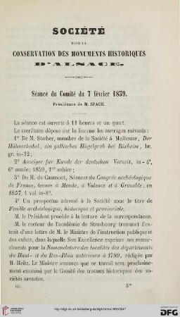 Séance du Comité du 7 février 1859