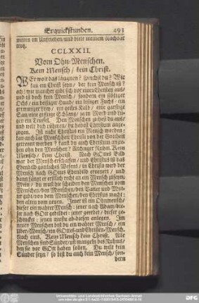 CCLXXII. Vom Ohn-Menschen. Kein Mensch, kein Christ.