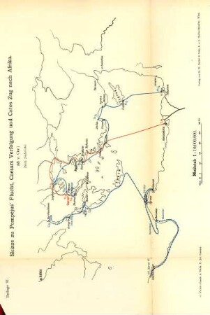 Skizze zu Pompejus´ Flucht, Caesars Verfolgung und Catos Zug nach Afrika. 48 v. Chr.