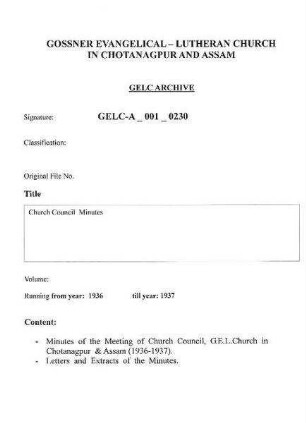 Church Council Minutes