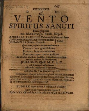 De vento Spiritus Sancti hieroglyphico
