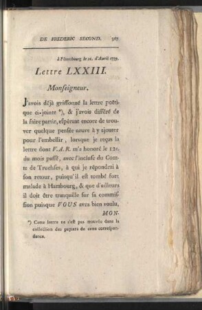 Lettre LXXIII.