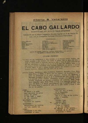 El cabo gallardo : sainete en un acto y tres cuadros