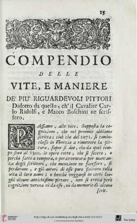 Compendio delle vite, e maniere