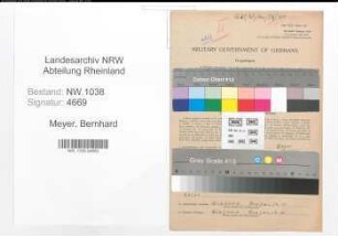 Entnazifizierung Bernhard Meyer , geb. 12.02.1896 (Lehrer)