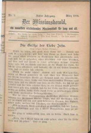 Nr. 3. Achter Jahrgang. März 1908.