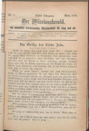 Nr. 3. Achter Jahrgang. März 1908.