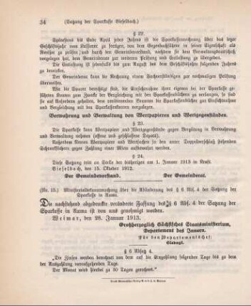 Nr. 15: Ministerialbekanntmachung über die Abänderung der Satzung der Sparkasse Auma