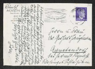 Brief von Irma Klimsch an Gerhart Hauptmann und Margarete Hauptmann