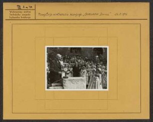 Festakt zur Grundsteinlegung für das Haus der Sorben, am 24.08.1947 in Bautzen. : Swjatočnosć połoženja zakłada Serbskemu domej, dnja 24.08.1947 w Budyšinje.