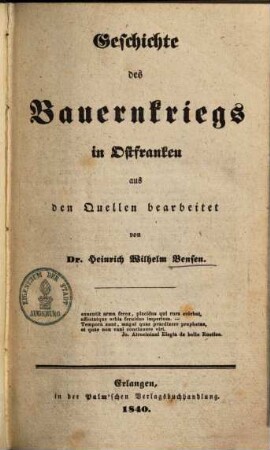 Geschichte des Bauernkriegs in Ostfranken