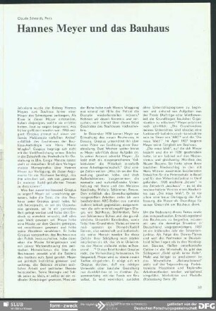 Hannes Meyer und das Bauhaus