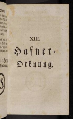 303-340, XIII. Hafner-Ordnung.