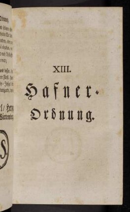 303-340, XIII. Hafner-Ordnung.
