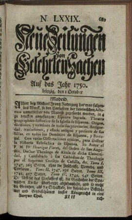 N. LXXIX. Leipzig, den 1 October. - N. LXXXVII. Leipzig, den 29 October.
