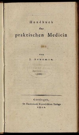 Handbuch der praktischen Medicin
