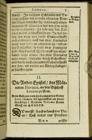 II. Die Ander Epistel/ des Märterers Flaviani, an den Bischoff Leonem zu Rom.