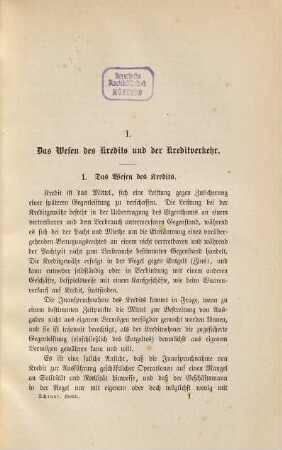 Die Organisation des Kredits