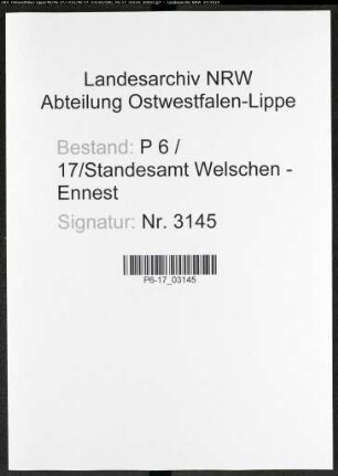Sterberegister Standesamt Welschen-Ennest