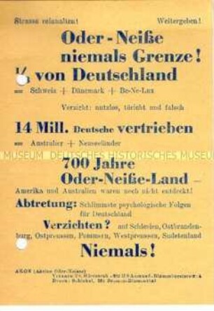 Propagandaflugblatt gegen die Anerkennung der Oder-Neisse-Grenze