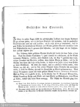 Geschichte der Societät