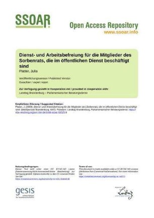 Dienst- und Arbeitsbefreiung für die Mitglieder des Sorbenrats, die im öffentlichen Dienst beschäftigt sind