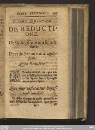 Caput Quintum. De Reductione.