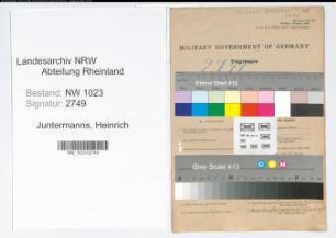 Entnazifizierung Heinrich Juntermanns , geb. 27.07.1895 (Landwirt)