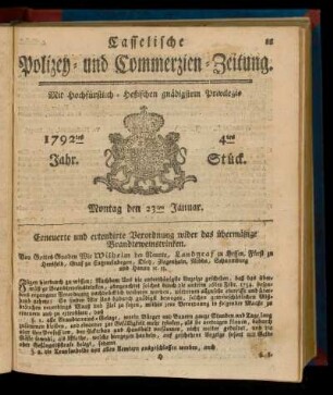 4tes Stück, Montag den 23ten Januar. 1792