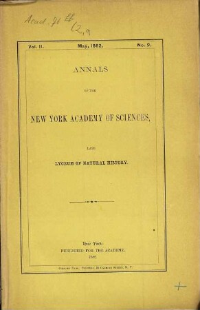 Annals of the New York Academy of Sciences. 2. 1882, Nr. 9