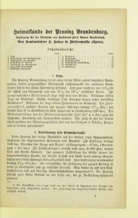 Heimatkunde der Provinz Brandenburg