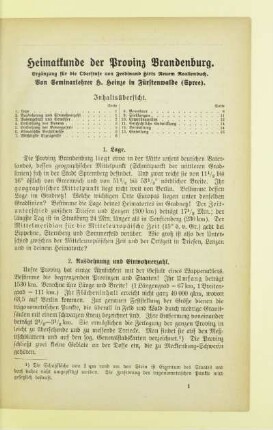Heimatkunde der Provinz Brandenburg
