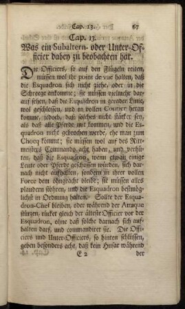 Cap. 13. Was ein Subaltern- oder Unter-Officier dabey zu beobachten hat.