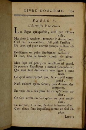 Fable X. L`Écrevisse & sa Fille. - Fable XVIII. Le Renard & les Poulets d`Inde.