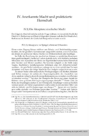 IV. Anerkannte Macht und praktizierte Herrschaft