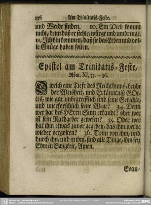 Epistel am Trinitatis-Feste