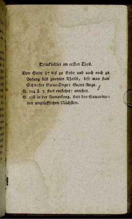 Druckfehler im ersten Theil.