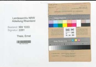 Entnazifizierung Ernst Theis , geb. 27.10.1910 (Polizist)