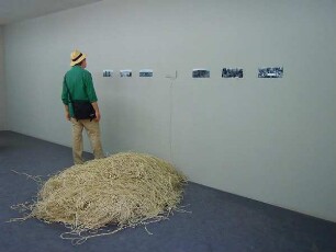 Venedig - Besucher der Biennale : Ein Besucher betrachtet zeitgenössische Kunstwerke im russischen Pavillon der Biennale von Venedig. Aufgenommen am 6. August 2011
