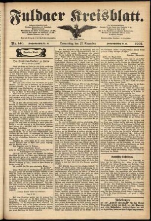 Zweite Ausgabe vom Donnerstag, den 27. November 1902.