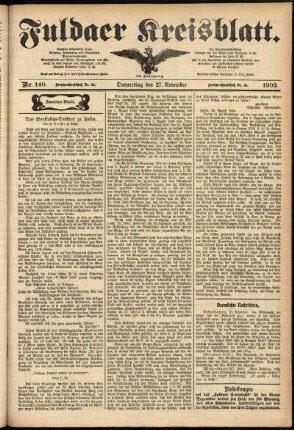 Zweite Ausgabe vom Donnerstag, den 27. November 1902.