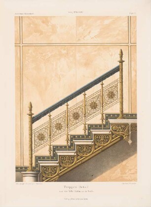 Treppe in der Villa von August Heckmann, Berlin: Ansicht (aus: Architektonisches Skizzenbuch, H. 101/1, 1870)