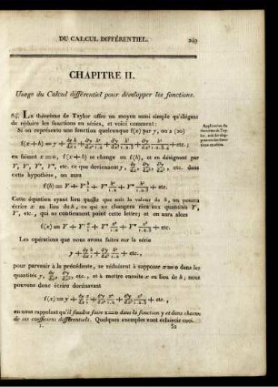 Chapitre II. Usage du Calcul differentiel pour développer les Fonctions.
