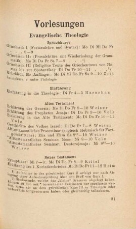 31-63, Vorlesungen