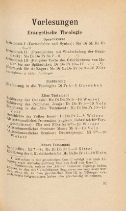 31-63, Vorlesungen