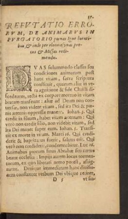 Refutatio Errorum, De Animabus In Purgatorio poenas Igne luentibus ...
