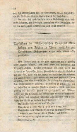 Darstellung der Westpreußischen Provinzial-Verfassung